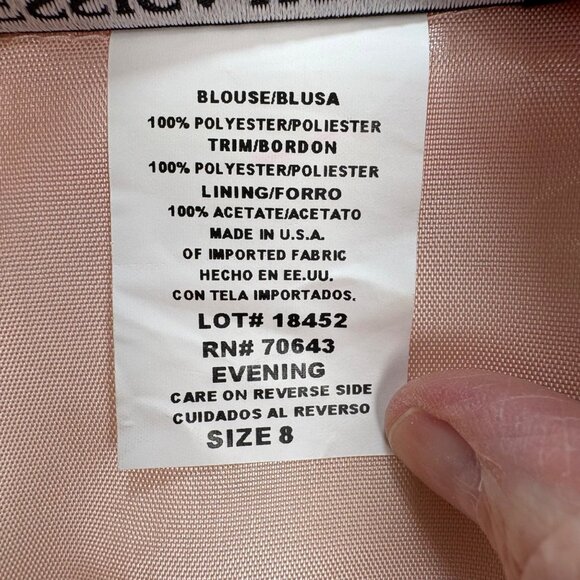 NEW Jessica Howard Blush Sheer Wrap Blouse Ribbon Tie Size 8 USA Vintage Evening - Picture 5 of 11